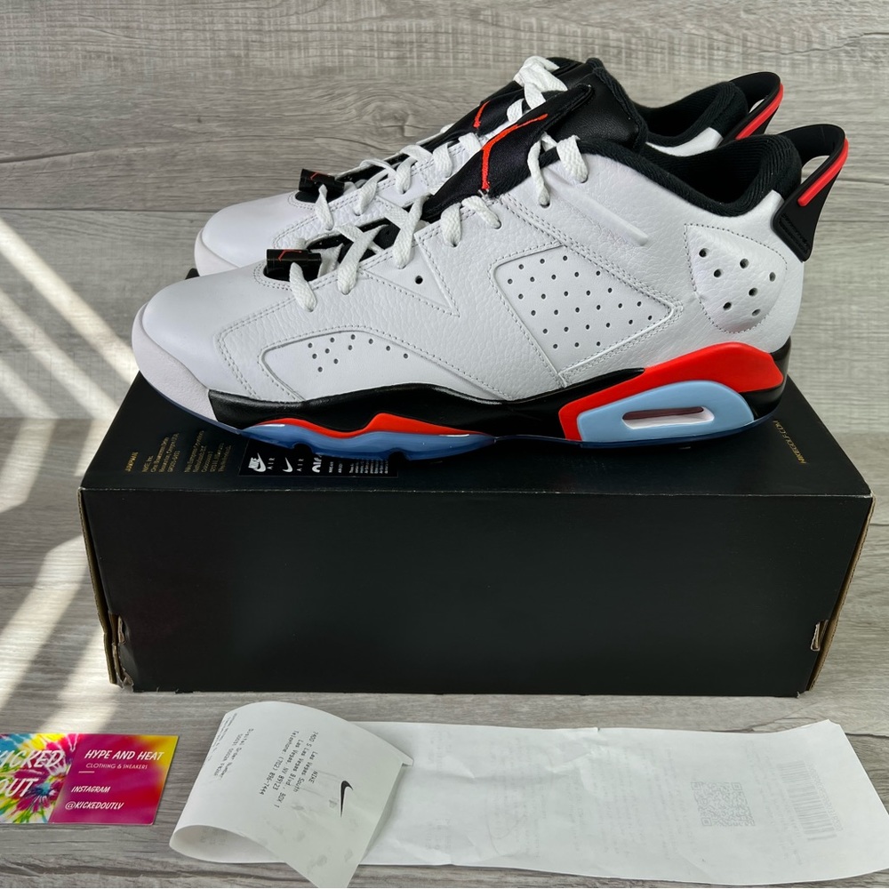 Nike Air Jordan 6 Retro G Golf Shoes White/ Infrared  Size 12 Box Has No Lid